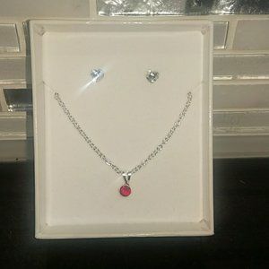 H&M EFFY EARRINGS NECKLACE SET GIFT BOX GARNET EARRINGS JEWELRY